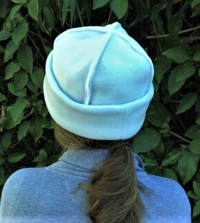 Unisex Beige Blue Warm Fleece-Lined Knit Beanie Skull Cap for Cold Weather Unisex Fleece Lined Warm Winter Blue Knit Skull Cap Beanie  main image 4