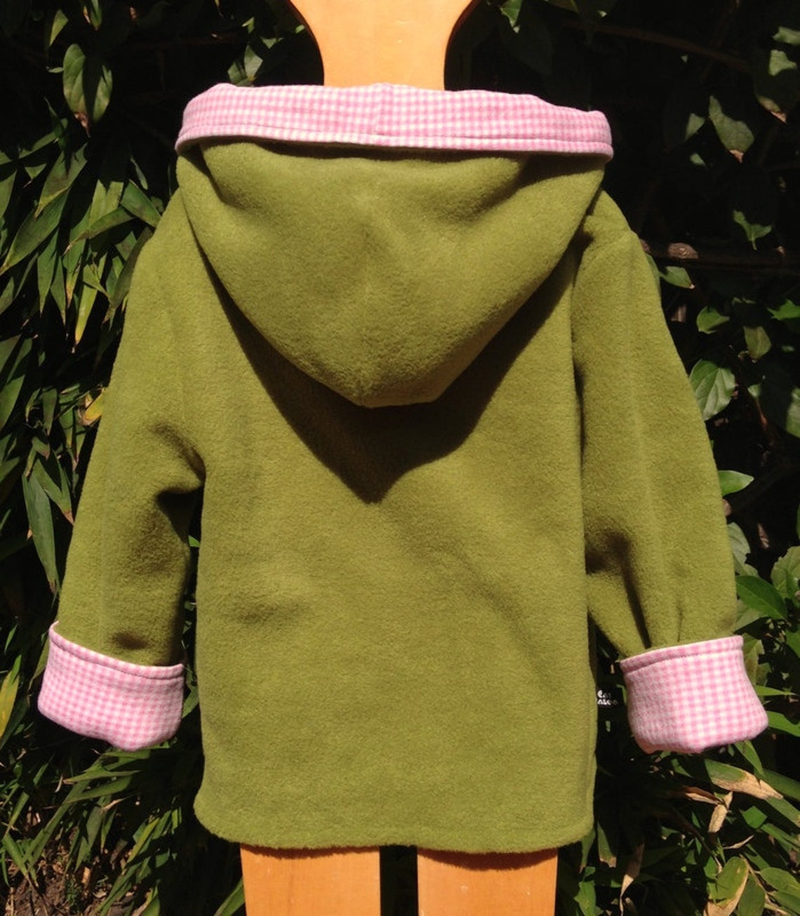 FLEECE HOODIE MOSS Green Lined Cotton Check Girls 24 Months | Etsy