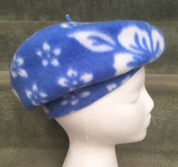 Spooky Skull and Flowers Hand-Embroidered Wool Beret