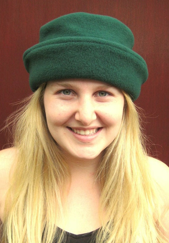 USA Made Forest Green Fleece Sherpa Bucket Hat Unique Gorpcore Handmade in CA FLEECE BUCKET HAT Dark Forest Green Adult Sizes - Etsy main image 2