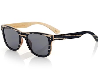 ARUN Wooden Sunglasses in Black Zebrano & Maple – Handcrafted Design with Polarized UV400 Lenses