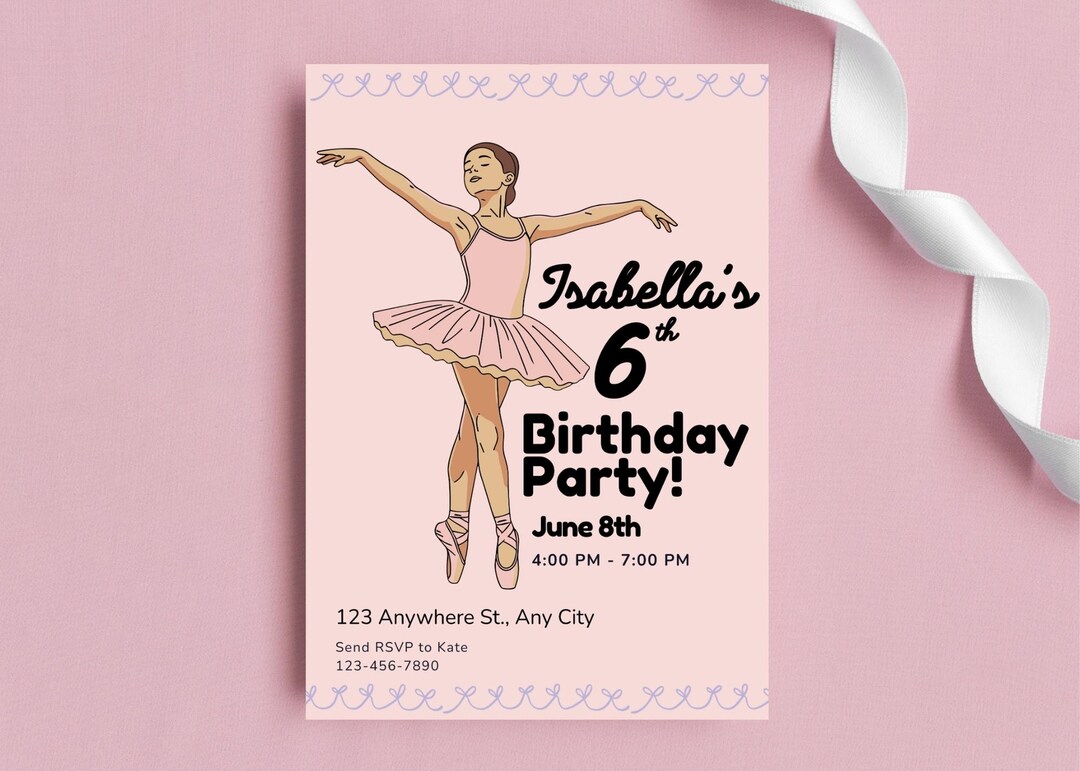 Ballerina Birthday Invitation Instant Download Birthday Girl Invite ...