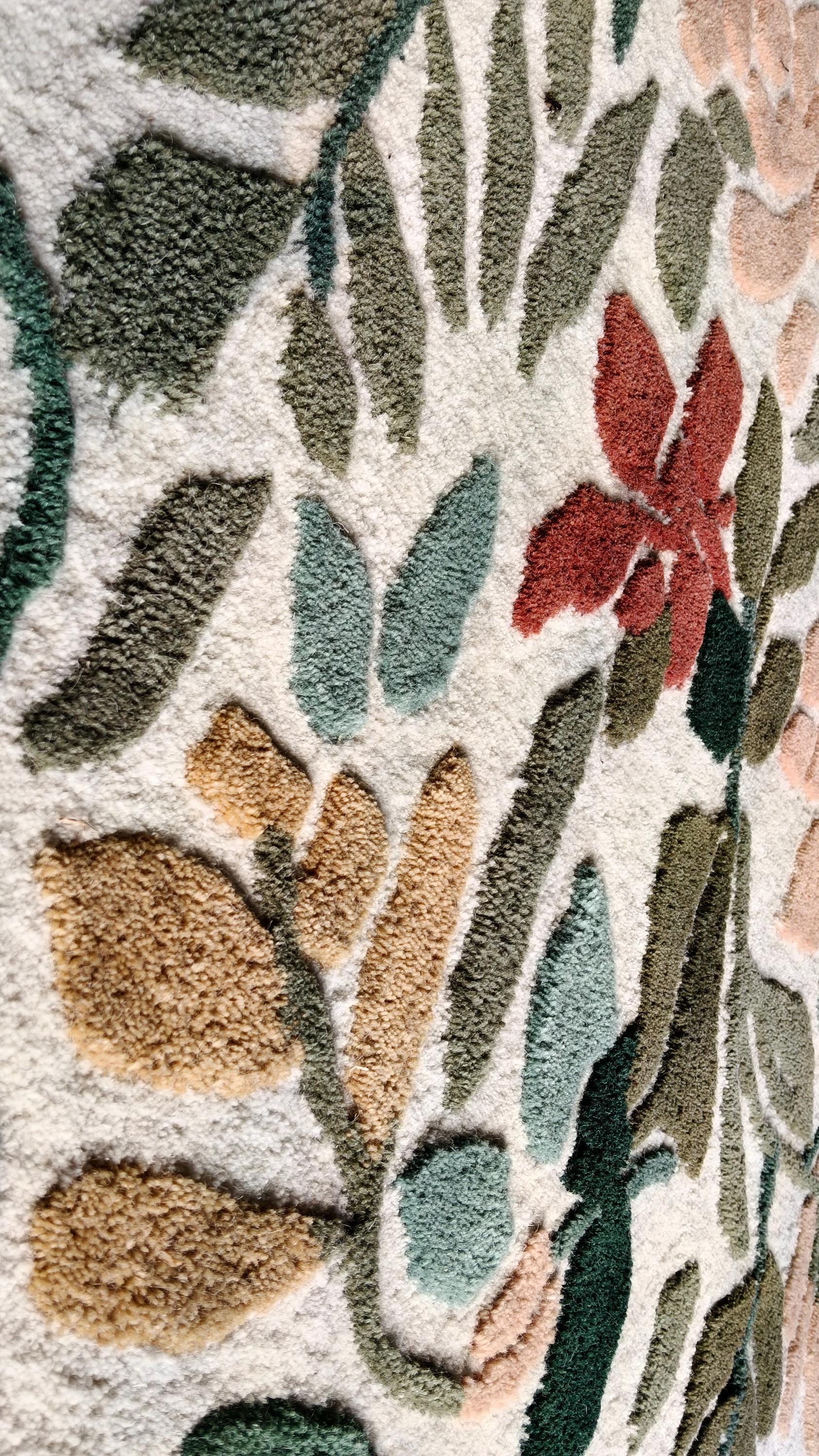 Abstract Leaf Pattern Area Rug Handmade Tufted Botanical Rug, Floral Leaf Pattern Area Rug, Neutral ...