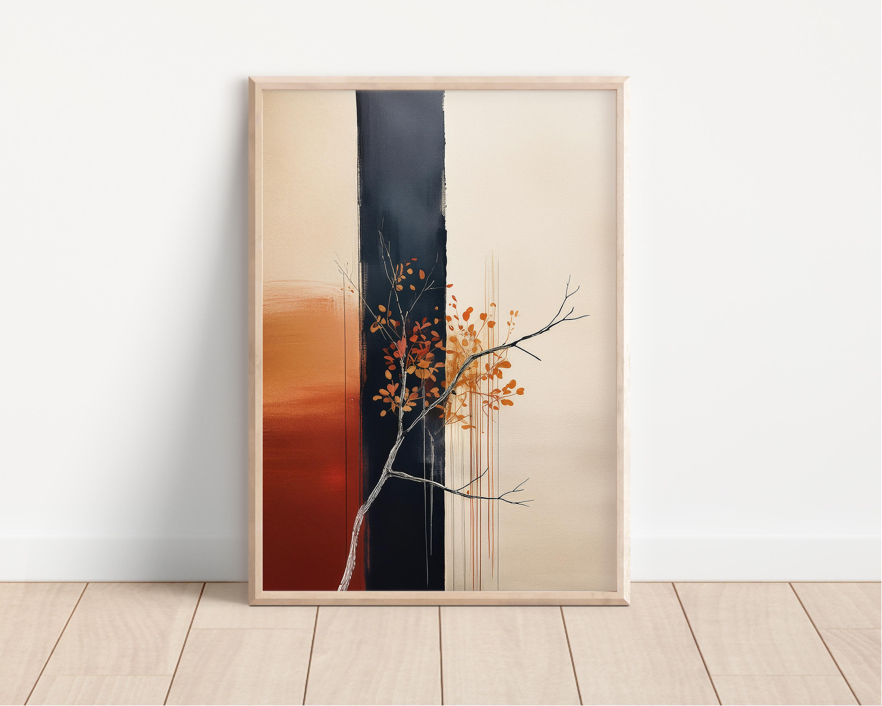 Wabi Sabi Japandi Wall Art Print, Abstract Tree Branch Artwork, Neutral ...