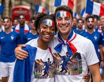 Camiseta de aficionado al fútbol francés, camiseta de celebración "Vive Le Goal", ropa para el día del partido de fútbol.