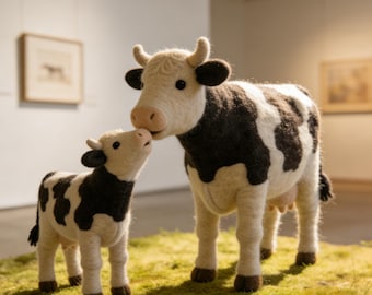 Regalo para el Día del Padre: Vaca, Figura de vaca de fieltro, Decoración de animales de granja hecha a mano, Regalo rústico para papá, Regalo de animales de granja