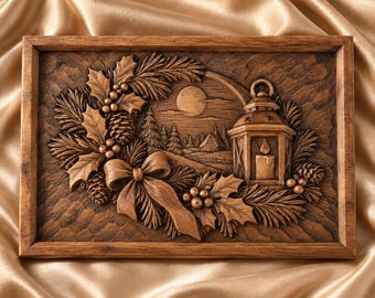 Moonlit Winter Wreath Relief - CNC Router 3D Printer STL File