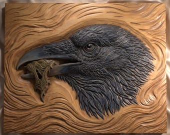 Test Raven Relief STL File  CNC Router & 3D Printer | Wood Carving 3D Model