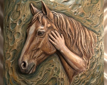 Horse Love 3D STL File | CNC Router Relief Model | 3D Printer | Digital Download