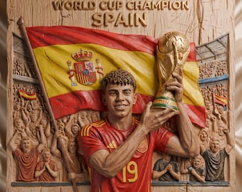 Relief Espagne championne du monde 2026 | Fichier STL pour fraiseuse CNC et imprimante 3D