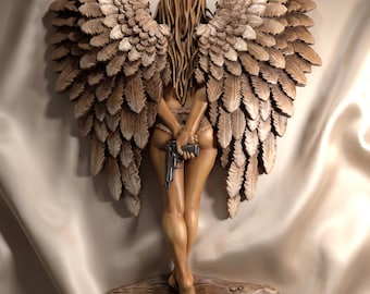 Armed Angel STL File | 3D Printer & CNC Router Model | Digital Relief Design