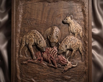 Wildlife 3D Relief STL File | Hyena Warthog Model | For CNC Router & 3D Printer