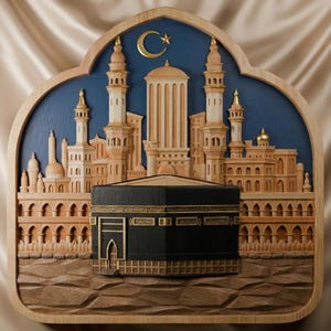 Mecca Kaaba Relief STL File - CNC Router 3D Model for Islamic Decor | Wall Art