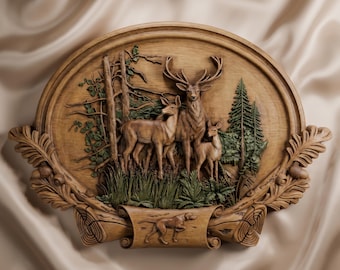 Modèle 3D de cerf en relief (fichier STL) | Fichier pour fraiseuse CNC et imprimante 3D | Décoration murale chasse | Modèle 3D