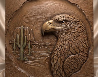 Eagle Desert 3D STL File | CNC Router 3D Model | Wood Carving Wall Art