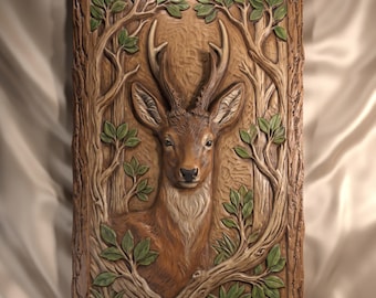 Deer Relief 3D Model STL File | CNC Router & 3D Printer | Wildlife Nature Carving