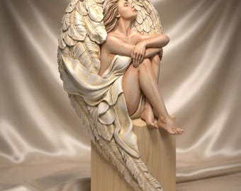 Angel Relief STL File | 3D Model for CNC Router & 3D Printer | Cherub Wall Art