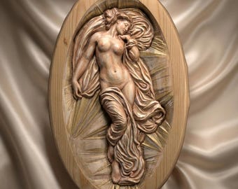 Classical Nude Woman Relief STL File | Art Nouveau Wall Decor | Model CNC & 3D Printer