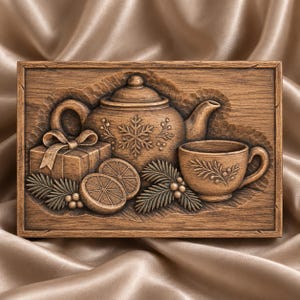 Winter Tea Table Relief STL - CNC Router & 3D Printer