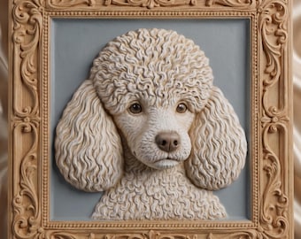Poodle Relief STL | 3D Model for CNC Router & 3D Printer | Dog Portrait Carving