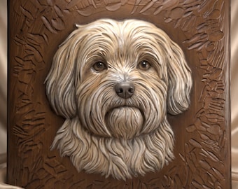 Havanese Dog Relief 3D STL File | CNC Router & 3D Printer | Pet Portrait Wall Art