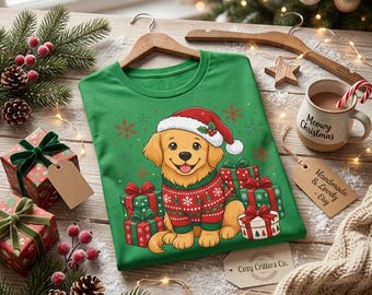 Pull de Noël pour chiot Golden Retriever | T-shirt de Noël pour chien