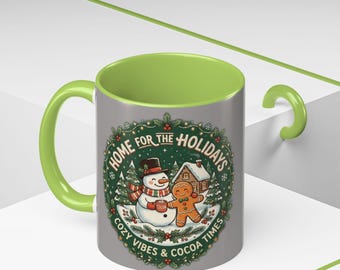 Mug de Noël Bonhomme de neige et pain d'épice | Tasse à café de Noël chaleureuse