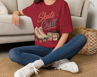 T-shirt Skate & Chill | Patins à roulettes, café, style rétro