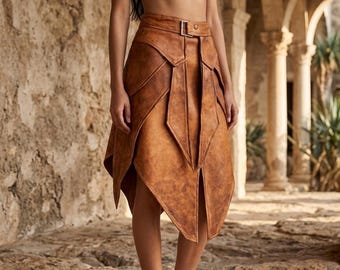 Men's Medieval Leather Armor Kilt | Viking Warrior Costume | LARP Cosplay Knight Outfit | Fantasy Leather Skirt Armor