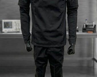 Black Flight Suit Cosplay | Tactical Sci-Fi Soft Parts Set | Custom Pilot Costume