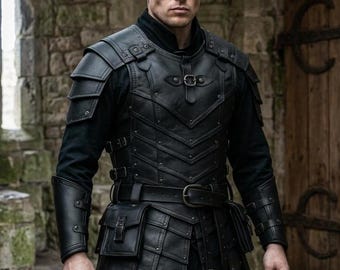 Handmade Medieval Leather Armor, Fantasy Knight Costume, Viking Warrior LARP Armor, Leather Cosplay Chest Armor, Custom Warrior Outfit