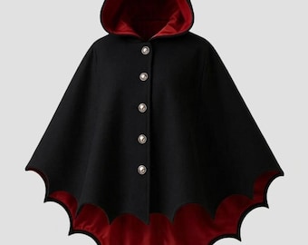 Gothic Hooded Cape Cloak | Vampire Demon Halloween Cosplay Costume