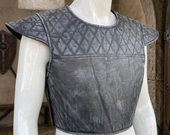 Distressed Black Leather Flak Vest | Tactical Sci-Fi Cosplay Armor Costume