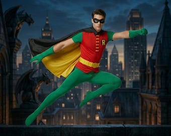 Robin inspiriert Superheld Cosplay Kostüm | Comic Helden-Anzug mit Umhang