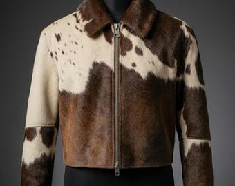 Women Hair-On Cowhide Leather Jacket, Genuine Leather Western Biker Jacket, Handmade Pony Hair Coat, Festival Outfit, Statement Outerwear