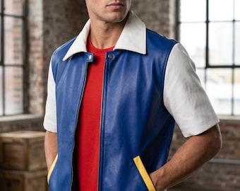 Anime Trainer Vest | Blue Cosplay Jacket Costume | Gaming Convention Outfit