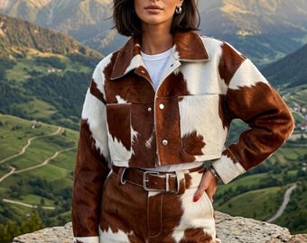 Womens Cowhide Hair On Jacket, Genuine Leather Western Jacket, Handmade Pony Hair Coat, Custom Cowgirl Statement Jacket, Luxury Western Wear