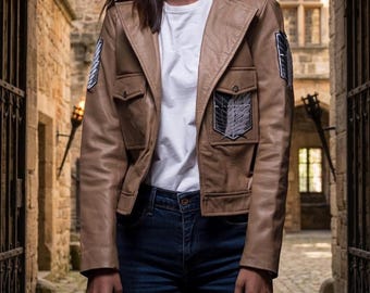 Attack on Titan Scout Regiment Jacket | AOT Lambskin Leather Cosplay Jacket | Anime Military Uniform Coat