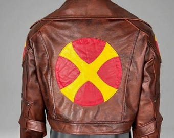 Rogue Inspired Cropped Leather Jacket | Distressed Superhero Cosplay Costume