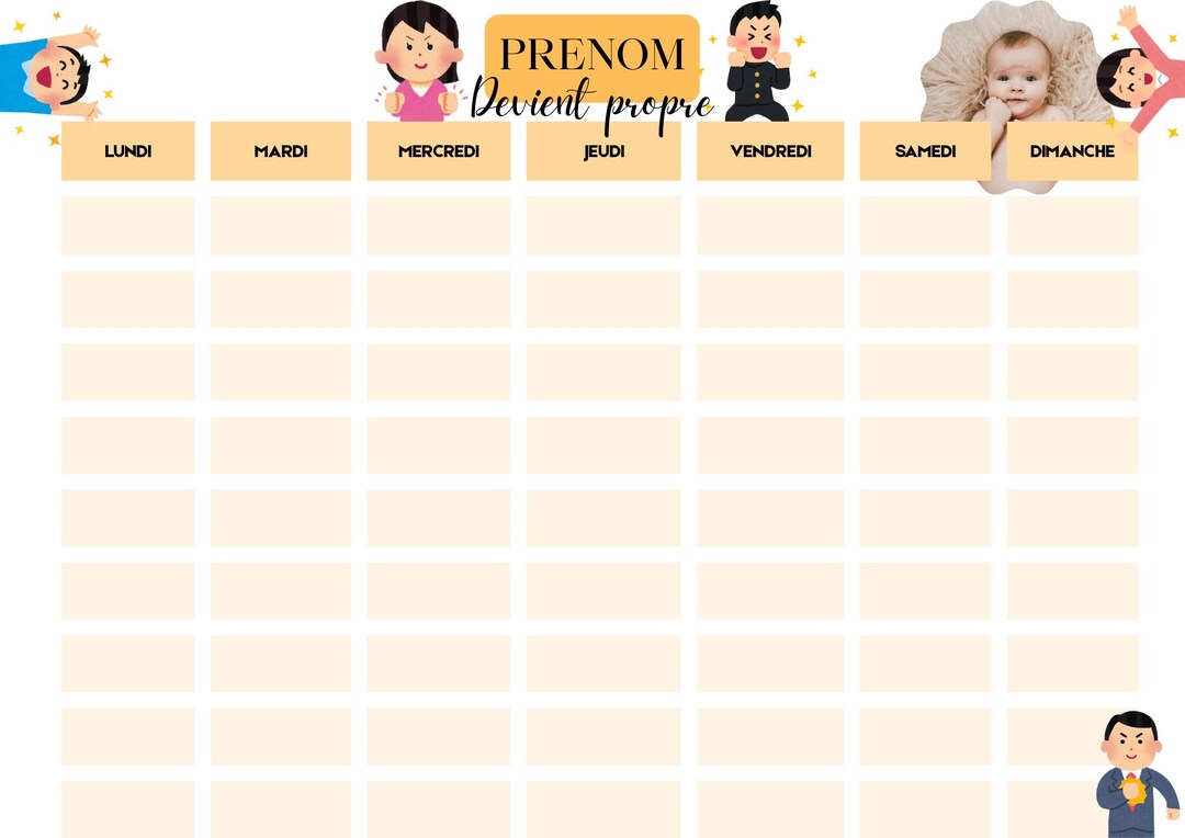 Printable PDF Potty Training Chart in French With Your Child's Photo ...