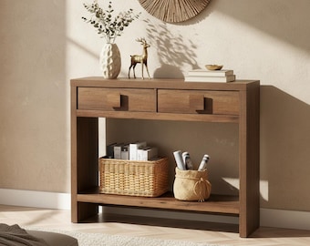 Narrow Console Table Entryway Storage Furniture Hallway Accent Piece Mid Century Modern Sideboard 40 Inch Drawer Organizer Sofa Behind