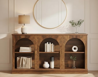 Farmhouse Console Table 63 Inch Sofa Table 3 Tier Storage Entryway Table Rustic Wood Hallway Table Narrow Console