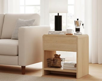 Modern Nightstand Set Bedside Table Drawer Storage Bedroom Furniture End Round Mid Century Contemporary Design Minimalist Home Organizer