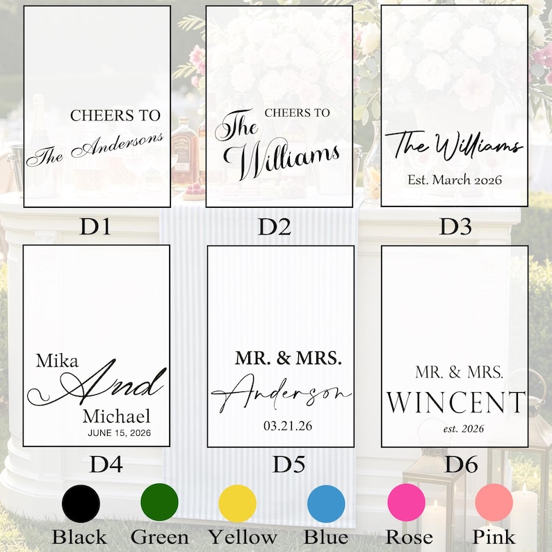 Personalized Linen Striped Bar or Event Sign,Custom Wedding Table Runner,Wedding, Birthday,Anniversary Sign,Custom Name Bar Wedding Sign image 11