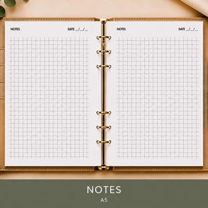 A5 Grid Notes Planner Inserts | Printed Ring Binder Refill | A5 Goal Setting Pages
