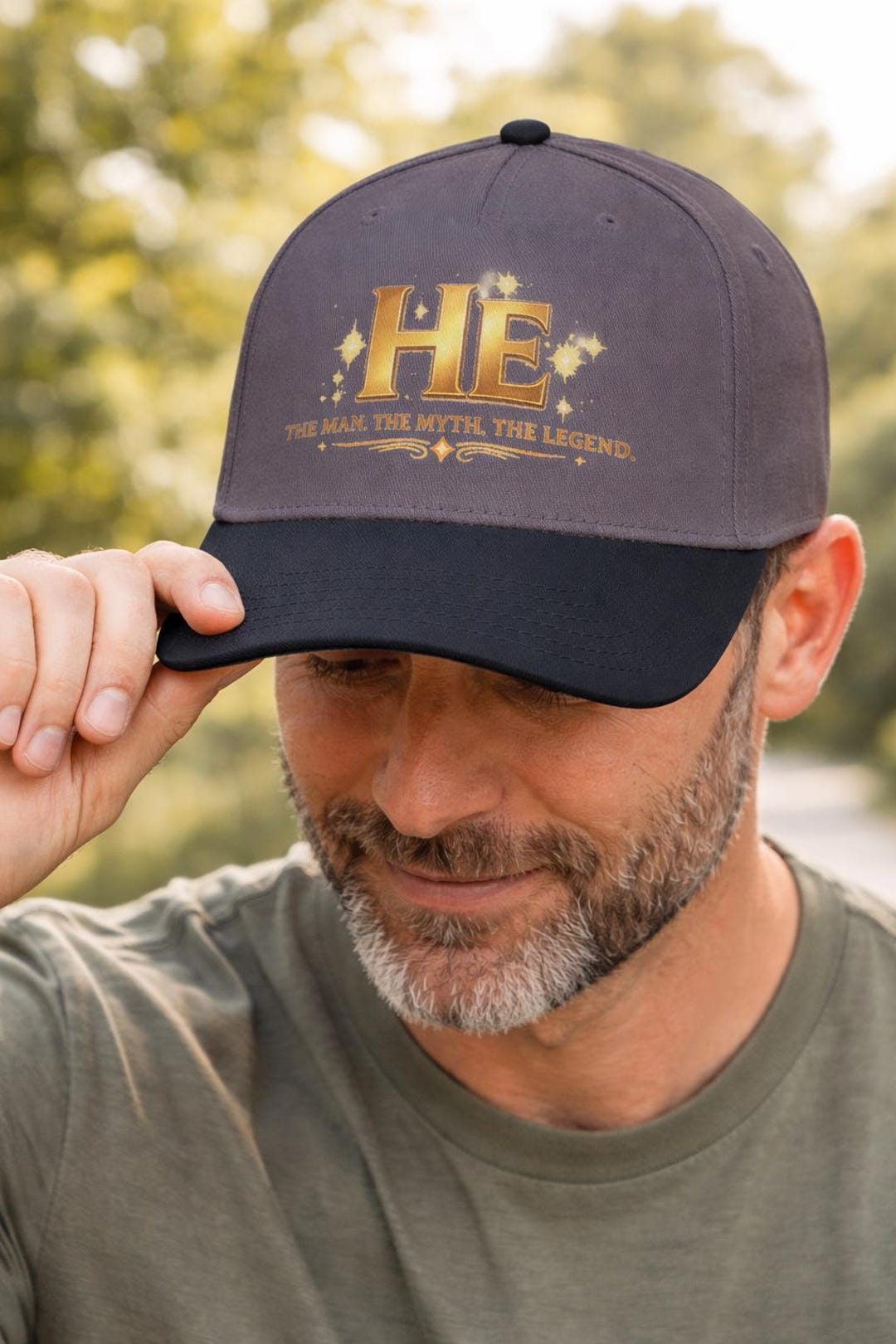 He the Man Baseball Cap | Gold Lettering, Minimal Typography - Etsy