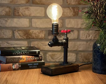 Lámpara de mesa estilo vintage/loft con bombilla Edison y válvula decorativa