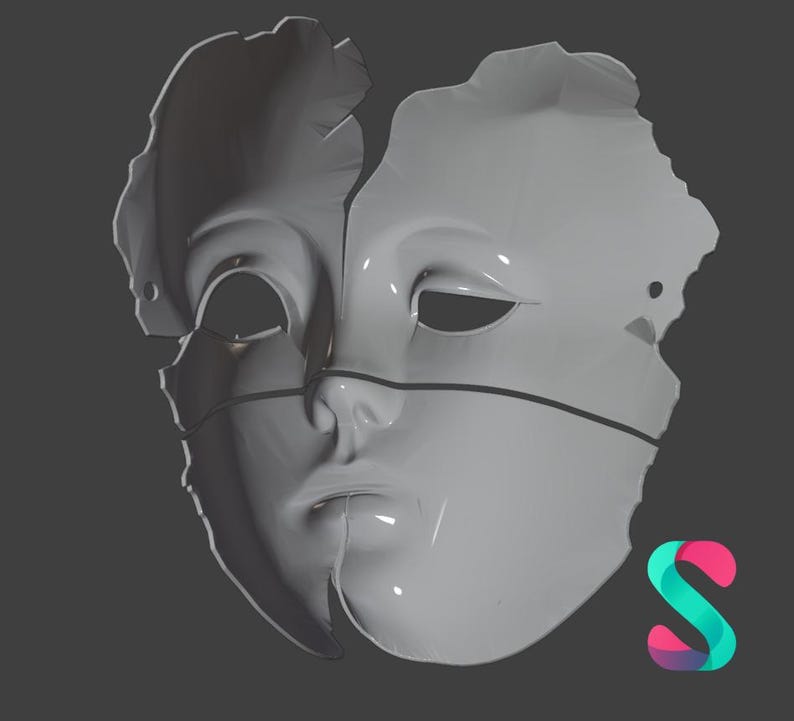 Fragmented Mask Cracked Face Mask – Wearable 3D Printable STL File (digital Download ...