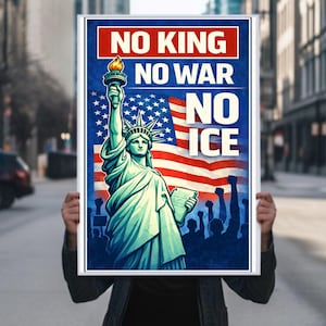 No King No War No ICE No Fascist Protest Sign PRINTABLE, Anti-Trump Poster For March, Digital Download, Political Activist Rally Sign