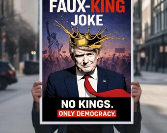 Faux-King Joke Resist Protest Sign PRINTABLE, Anti-Trump No Kings Poster Sign For March, Digital Download, Political Activist Rally Sign